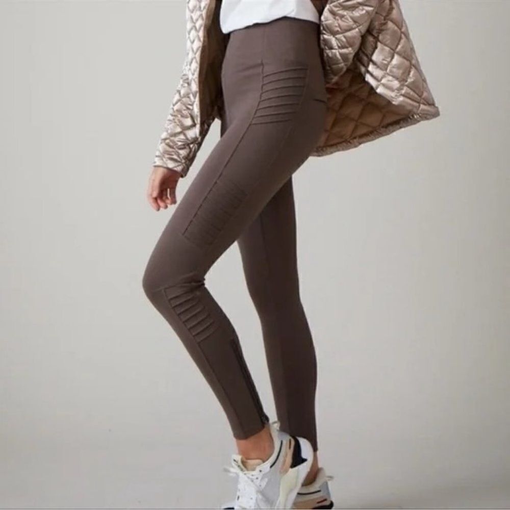 Athleta Delancey Moto Tight Legging Coffee House Brown S